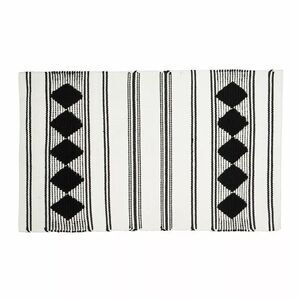 Caravan Home Decor Diamond Woven Area Rug Bohemian 21" x 34" Black & White